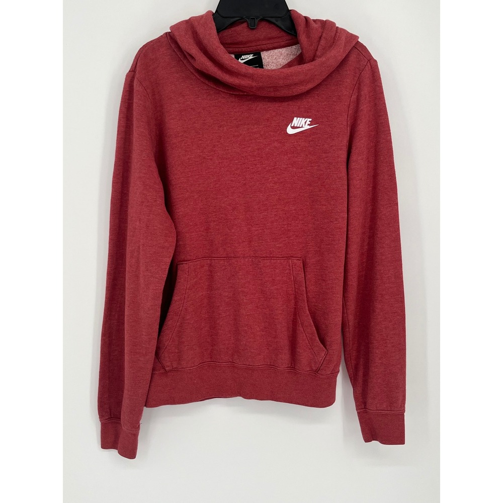 Nike Funnel Neck Hoodie Women S Heathered Red Pullover Sweatshirt Gymwear Active